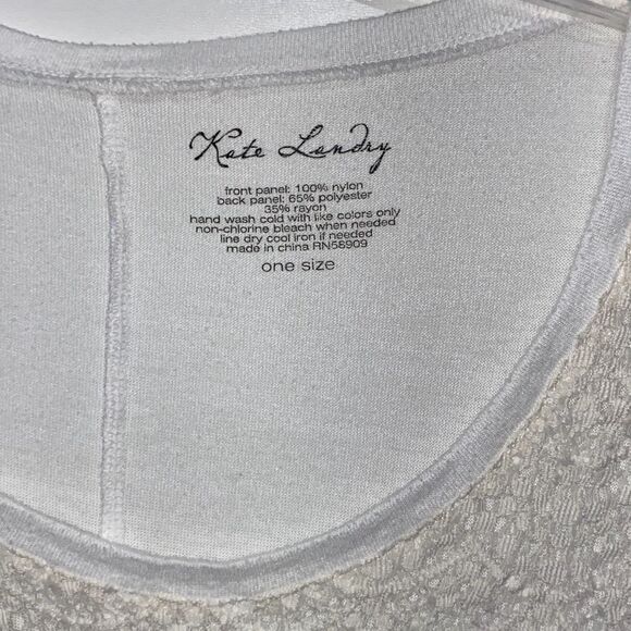 Kate Landry Women's Cream White Lace Short Sleeve Poncho Top One Size - Picture 7 of 8